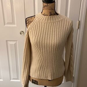 525 Cream Open One Shoulder Sweater